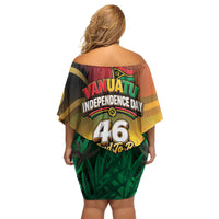 Vanuatu Independence Day Off Shoulder Short Dress Chibi Boar Proud To Be A Ni-Van