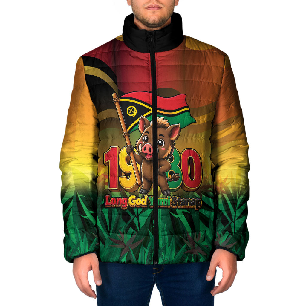 Vanuatu Independence Day Padded Jacket Chibi Boar Proud To Be A Ni-Van
