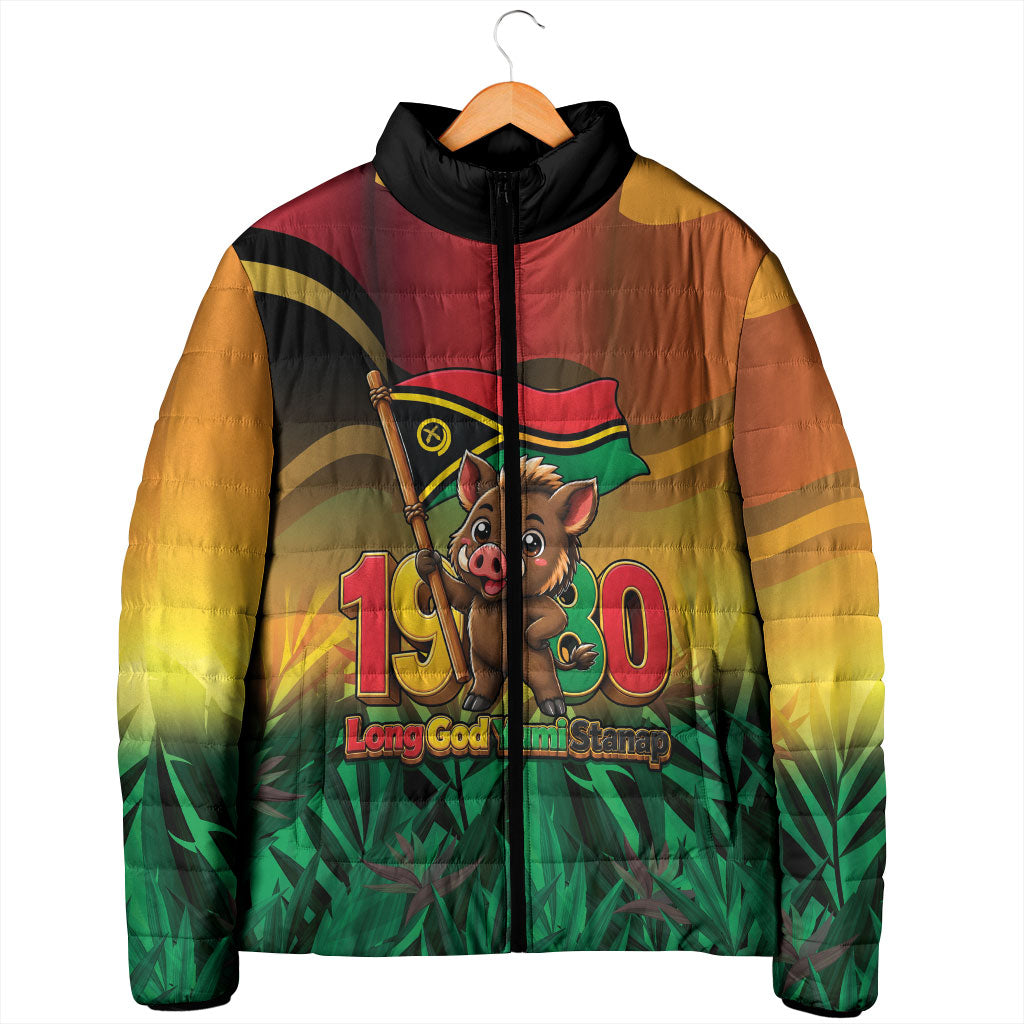 Vanuatu Independence Day Padded Jacket Chibi Boar Proud To Be A Ni-Van