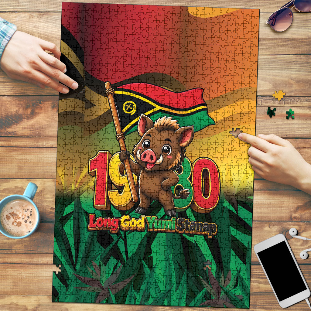Vanuatu Independence Day Puzzle Chibi Boar Proud To Be A Ni-Van