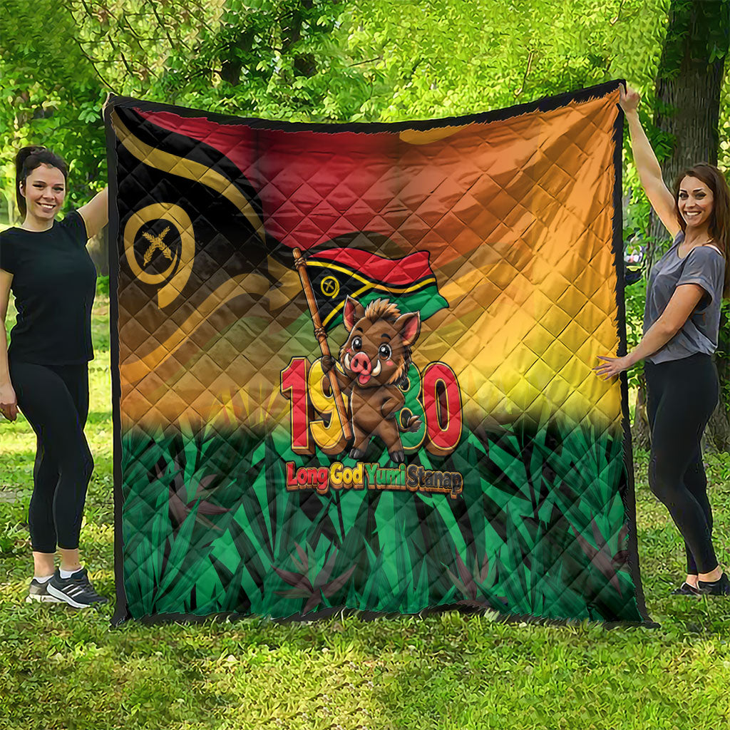 Vanuatu Independence Day Quilt Chibi Boar Proud To Be A Ni-Van