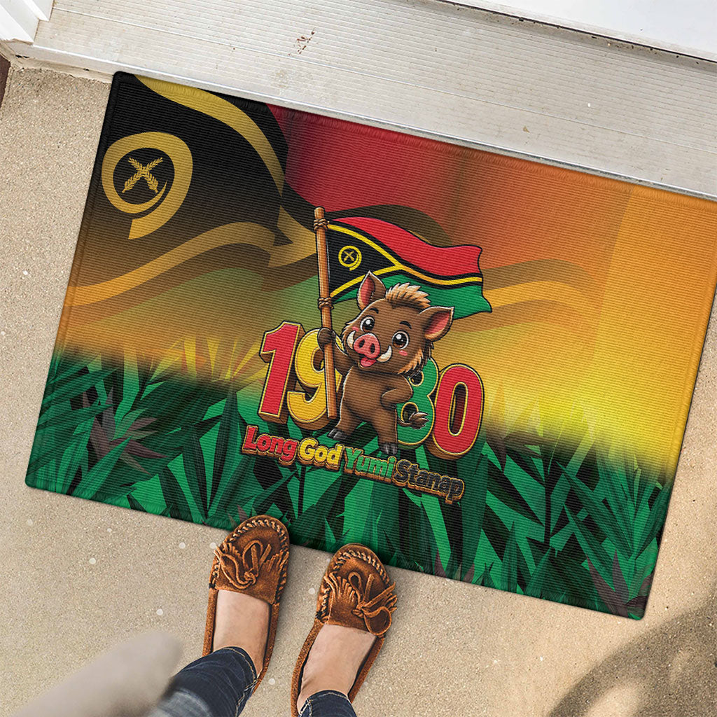 Vanuatu Independence Day Rubber Doormat Chibi Boar Proud To Be A Ni-Van