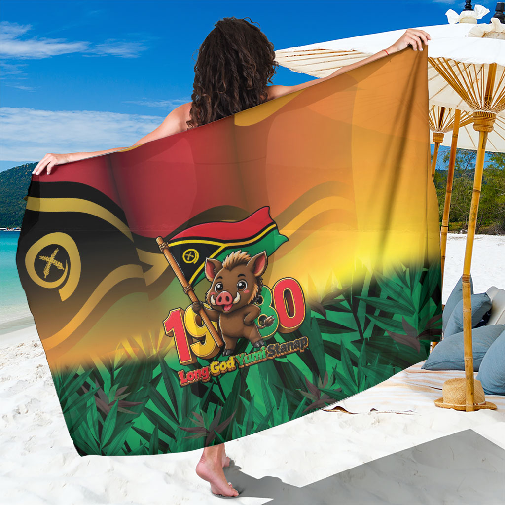 Vanuatu Independence Day Sarong Chibi Boar Proud To Be A Ni-Van