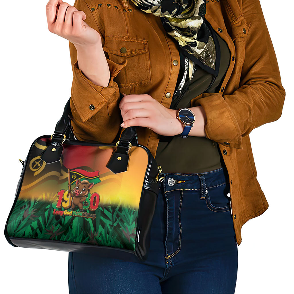 Vanuatu Independence Day Shoulder Handbag Chibi Boar Proud To Be A Ni-Van