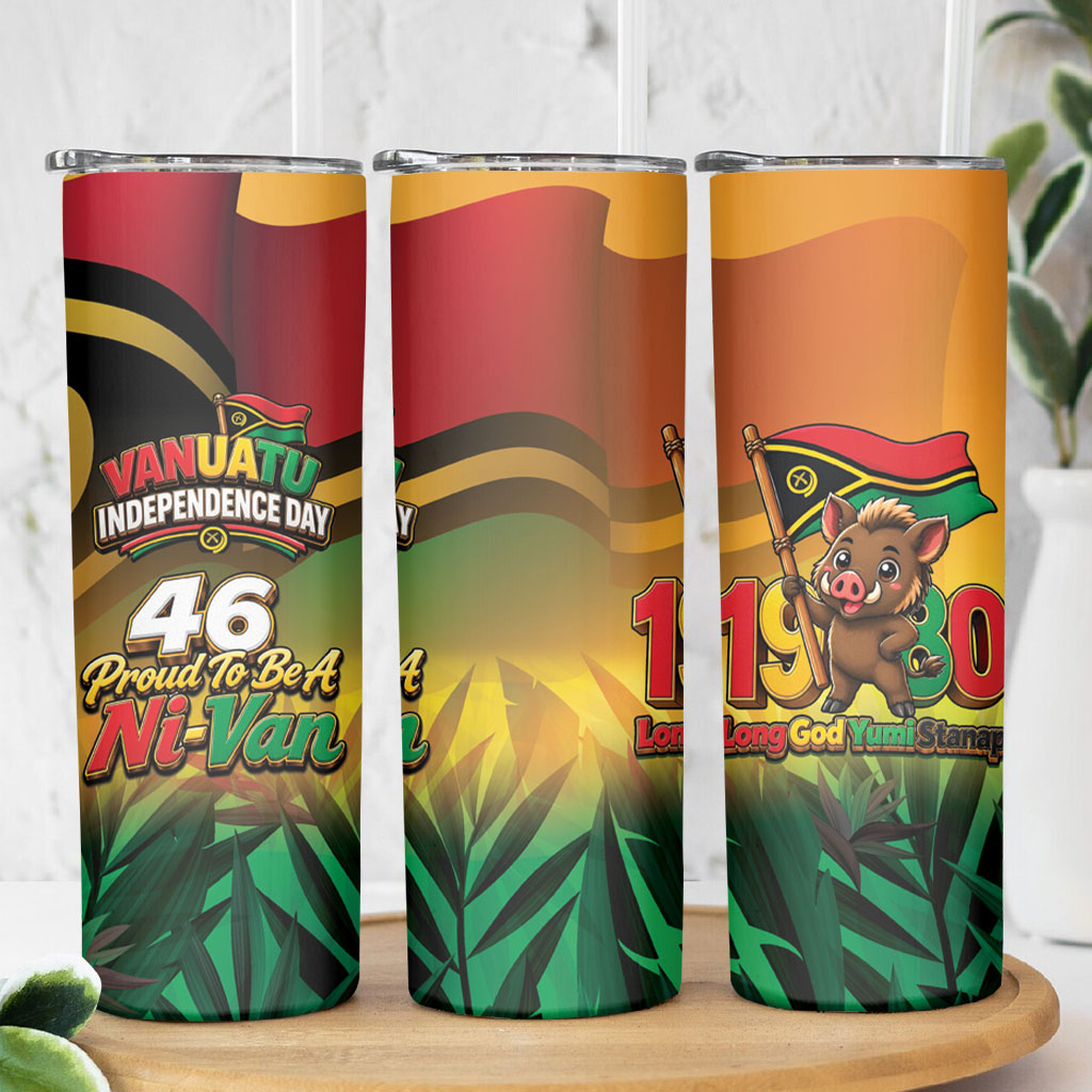 Vanuatu Independence Day Skinny Tumbler Chibi Boar Proud To Be A Ni-Van