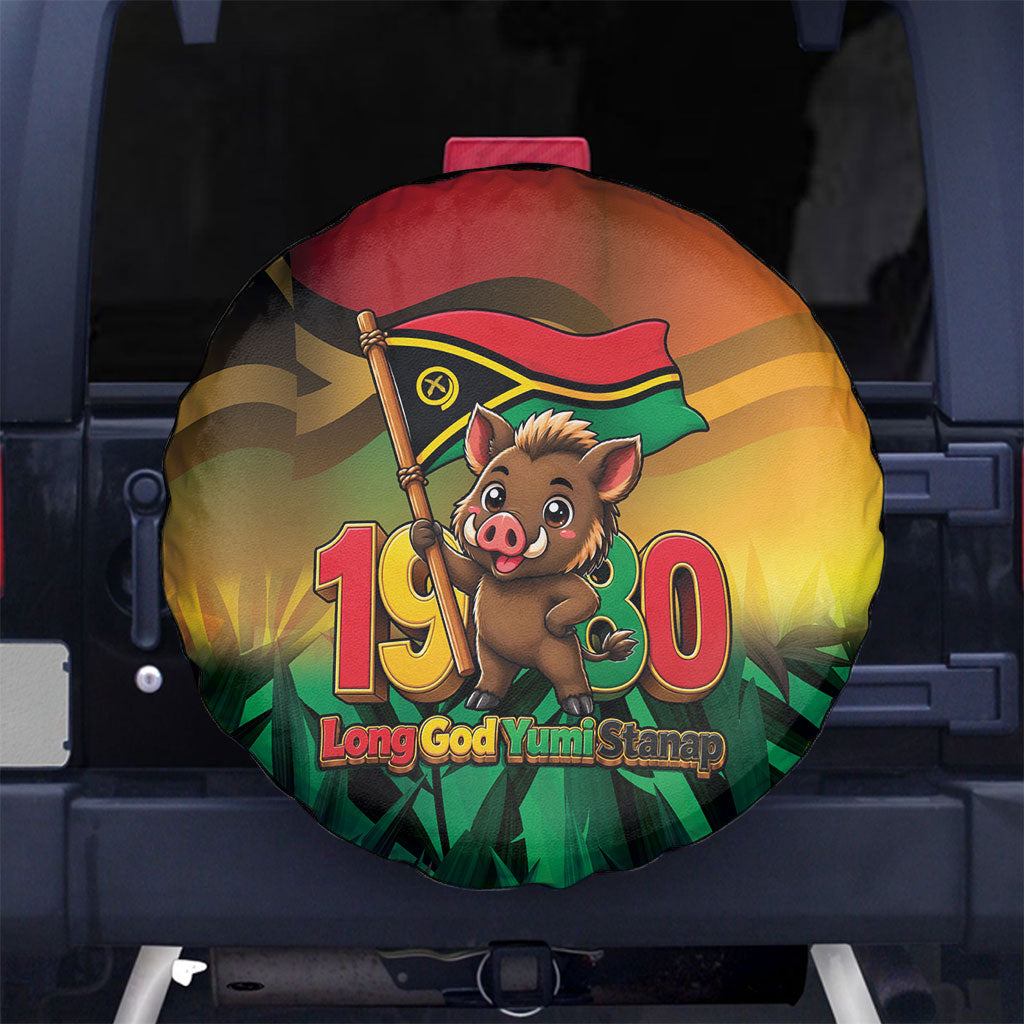 Vanuatu Independence Day Spare Tire Cover Chibi Boar Proud To Be A Ni-Van