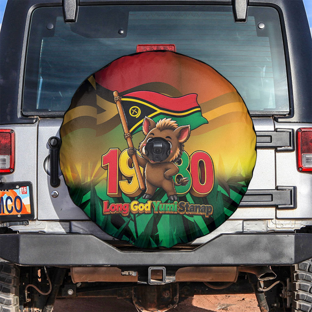 Vanuatu Independence Day Spare Tire Cover Chibi Boar Proud To Be A Ni-Van