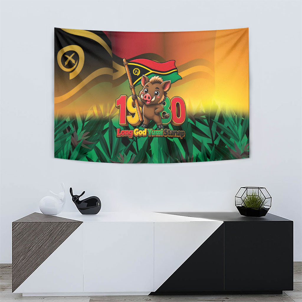Vanuatu Independence Day Tapestry Chibi Boar Proud To Be A Ni-Van
