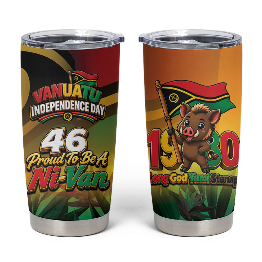 Vanuatu Independence Day Tumbler Cup Chibi Boar Proud To Be A Ni-Van