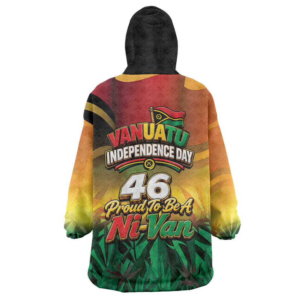 Vanuatu Independence Day Wearable Blanket Hoodie Chibi Boar Proud To Be A Ni-Van