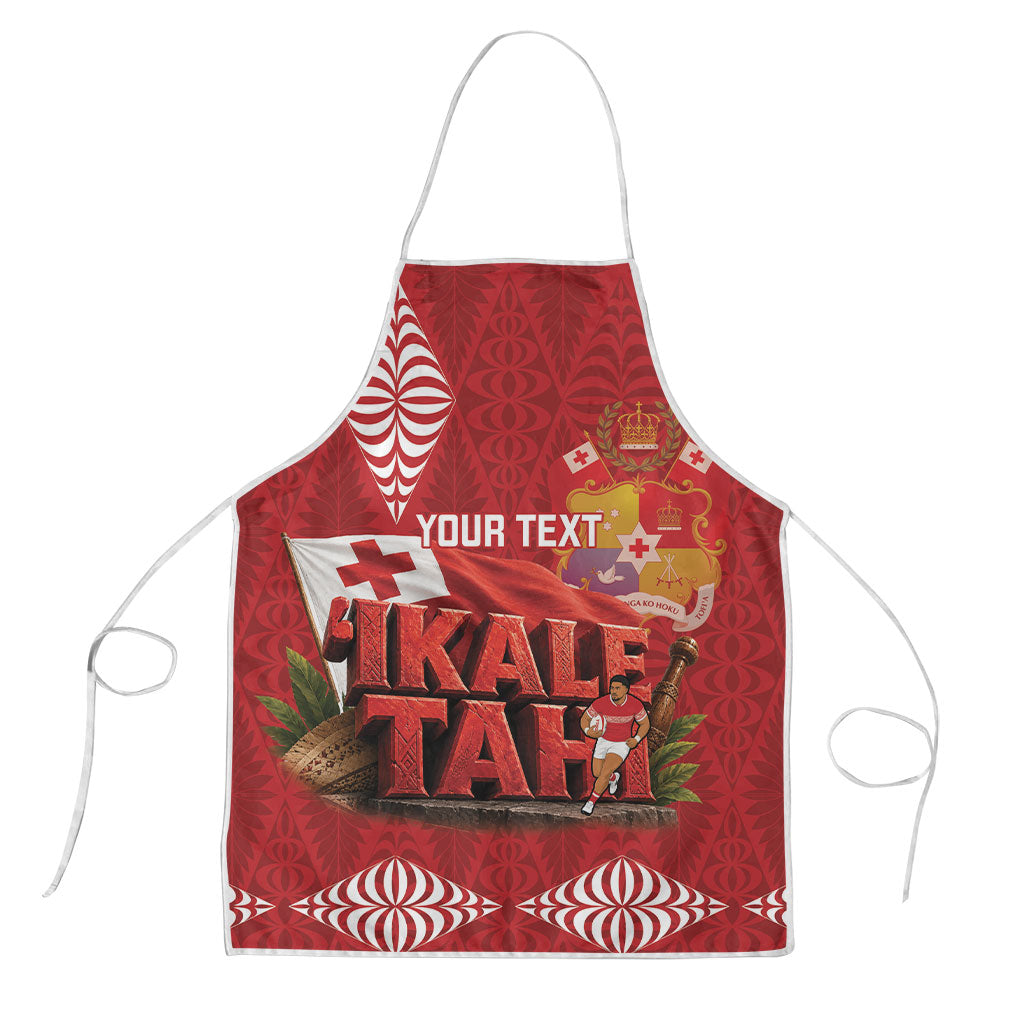 Tonga Rugby Custom Apron 2026 Go Ikale Tahi Ngatu Pattern LT14 Red - Polynesian Pride