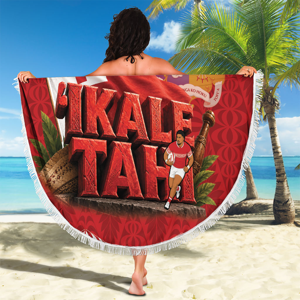 Tonga Rugby Custom Beach Blanket 2026 Go Ikale Tahi Ngatu Pattern