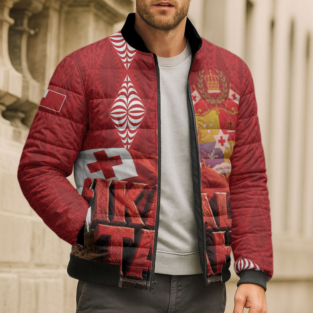 Tonga Rugby Custom Bomber Puffer Jacket 2026 Go Ikale Tahi Ngatu Pattern
