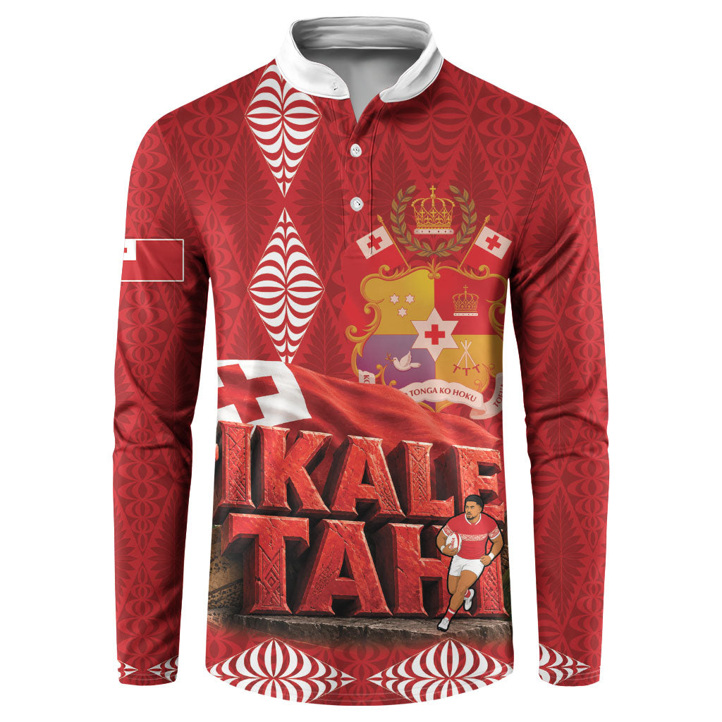 Tonga Rugby Custom Button Sweatshirt 2026 Go Ikale Tahi Ngatu Pattern