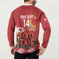 Tonga Rugby Custom Button Sweatshirt 2026 Go Ikale Tahi Ngatu Pattern