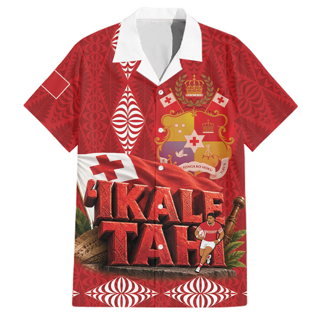 Tonga Rugby Custom Family Matching Puletasi and Hawaiian Shirt 2026 Go Ikale Tahi Ngatu Pattern