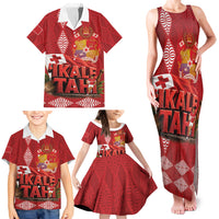 Tonga Rugby Custom Family Matching Tank Maxi Dress and Hawaiian Shirt 2026 Go Ikale Tahi Ngatu Pattern