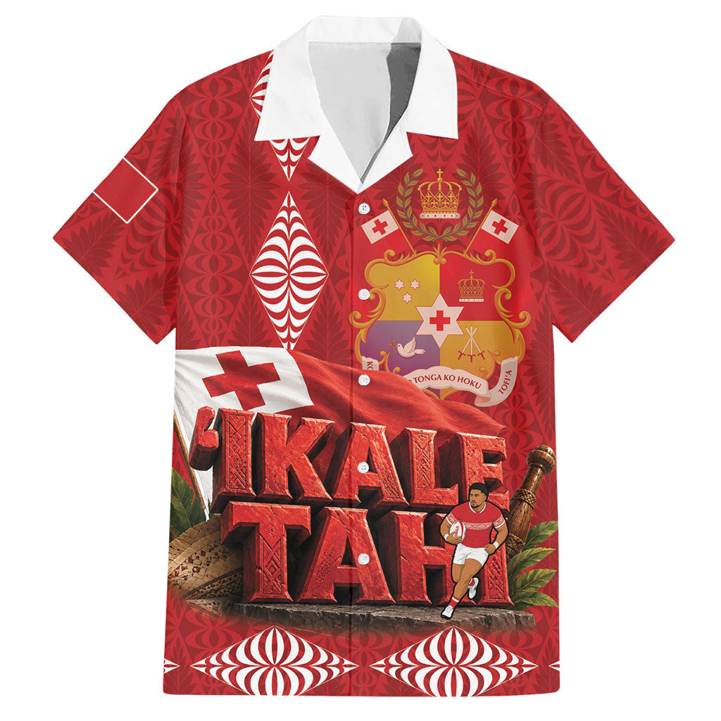 Tonga Rugby Custom Hawaiian Shirt 2026 Go Ikale Tahi Ngatu Pattern