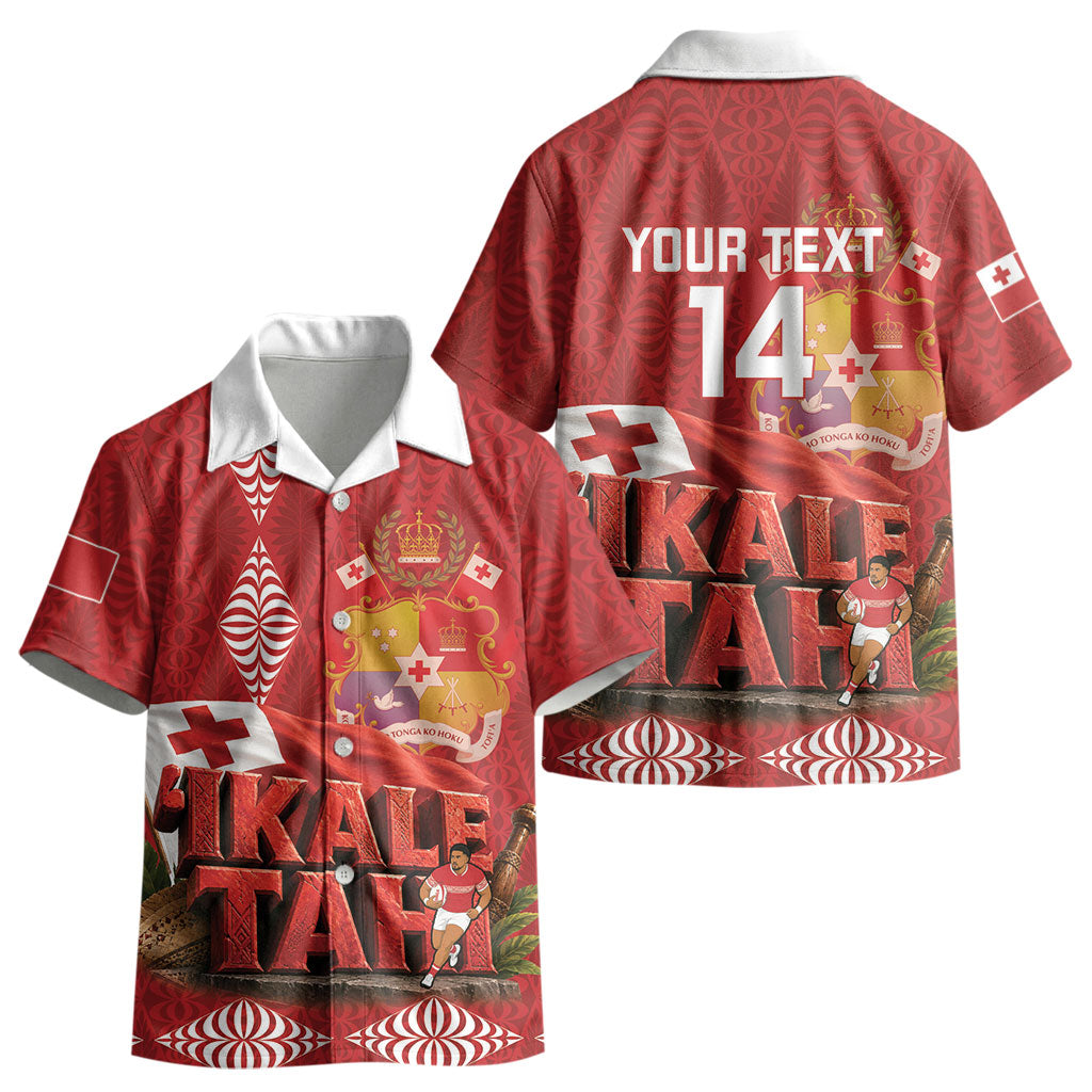 Tonga Rugby Custom Kid Hawaiian Shirt 2026 Go Ikale Tahi Ngatu Pattern LT14 - Polynesian Pride