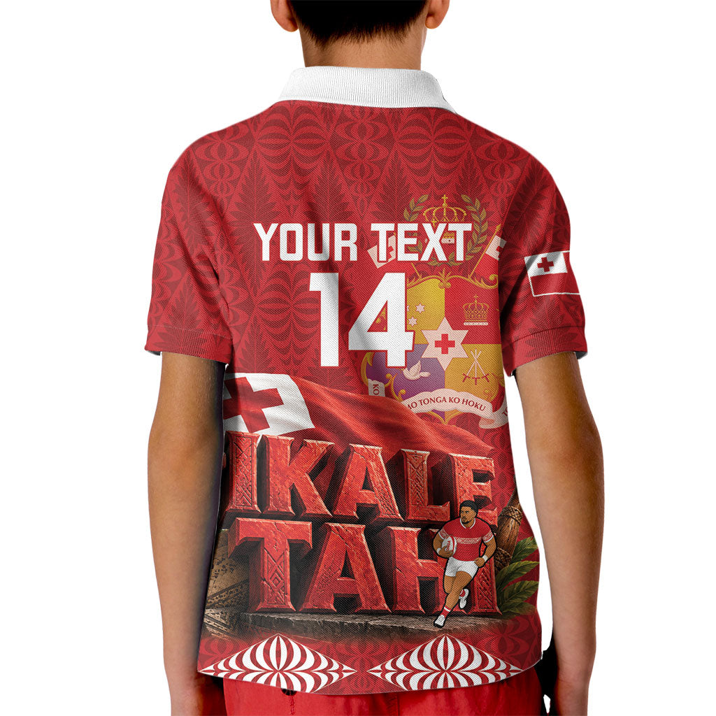 Tonga Rugby Custom Kid Polo Shirt 2026 Go Ikale Tahi Ngatu Pattern
