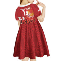Tonga Rugby Custom Kid Short Sleeve Dress 2026 Go Ikale Tahi Ngatu Pattern