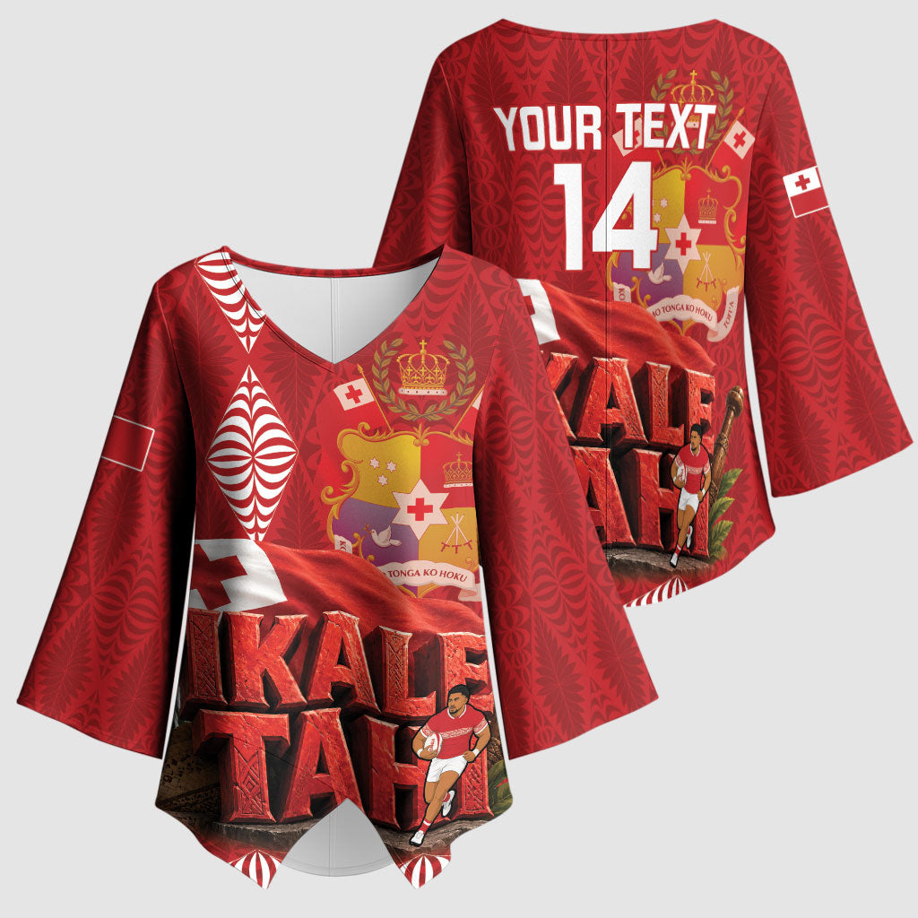 Tonga Rugby Custom Kimono Sleeve Blouse 2026 Go Ikale Tahi Ngatu Pattern