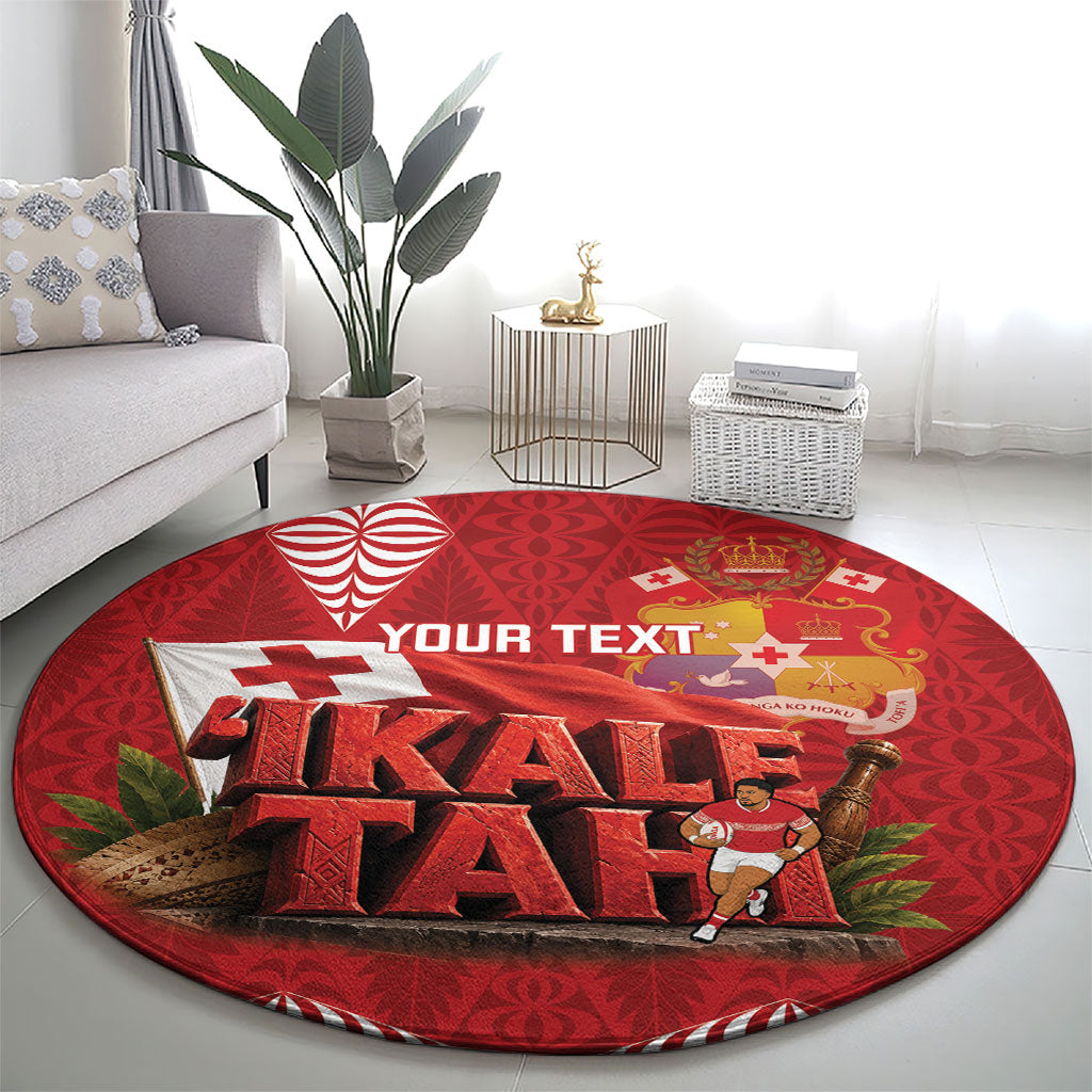 Tonga Rugby Custom Round Carpet 2026 Go Ikale Tahi Ngatu Pattern