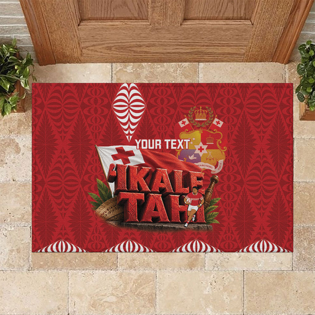 Tonga Rugby Custom Rubber Doormat 2026 Go Ikale Tahi Ngatu Pattern