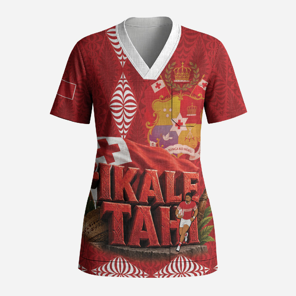 Tonga Rugby Custom Scrub Top 2026 Go Ikale Tahi Ngatu Pattern