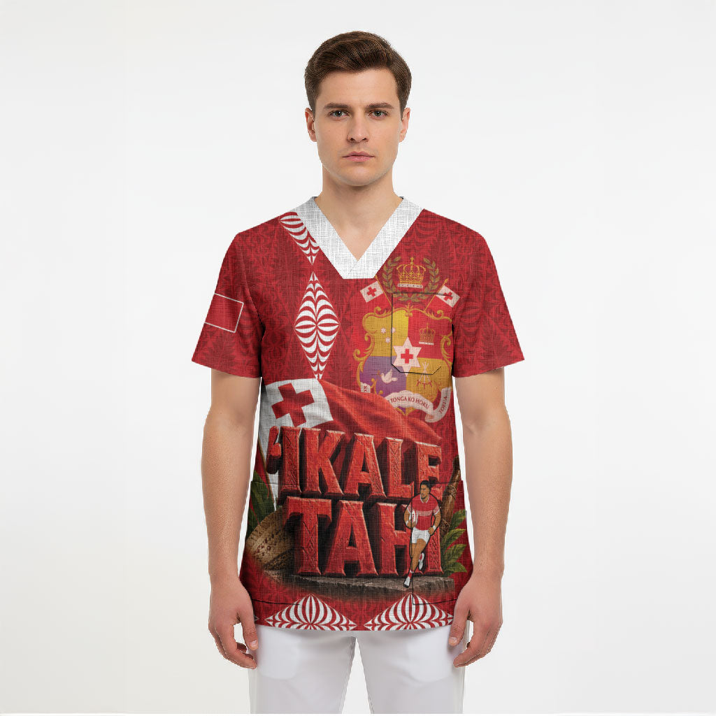 Tonga Rugby Custom Scrub Top 2026 Go Ikale Tahi Ngatu Pattern
