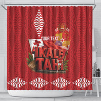 Tonga Rugby Custom Shower Curtain 2026 Go Ikale Tahi Ngatu Pattern