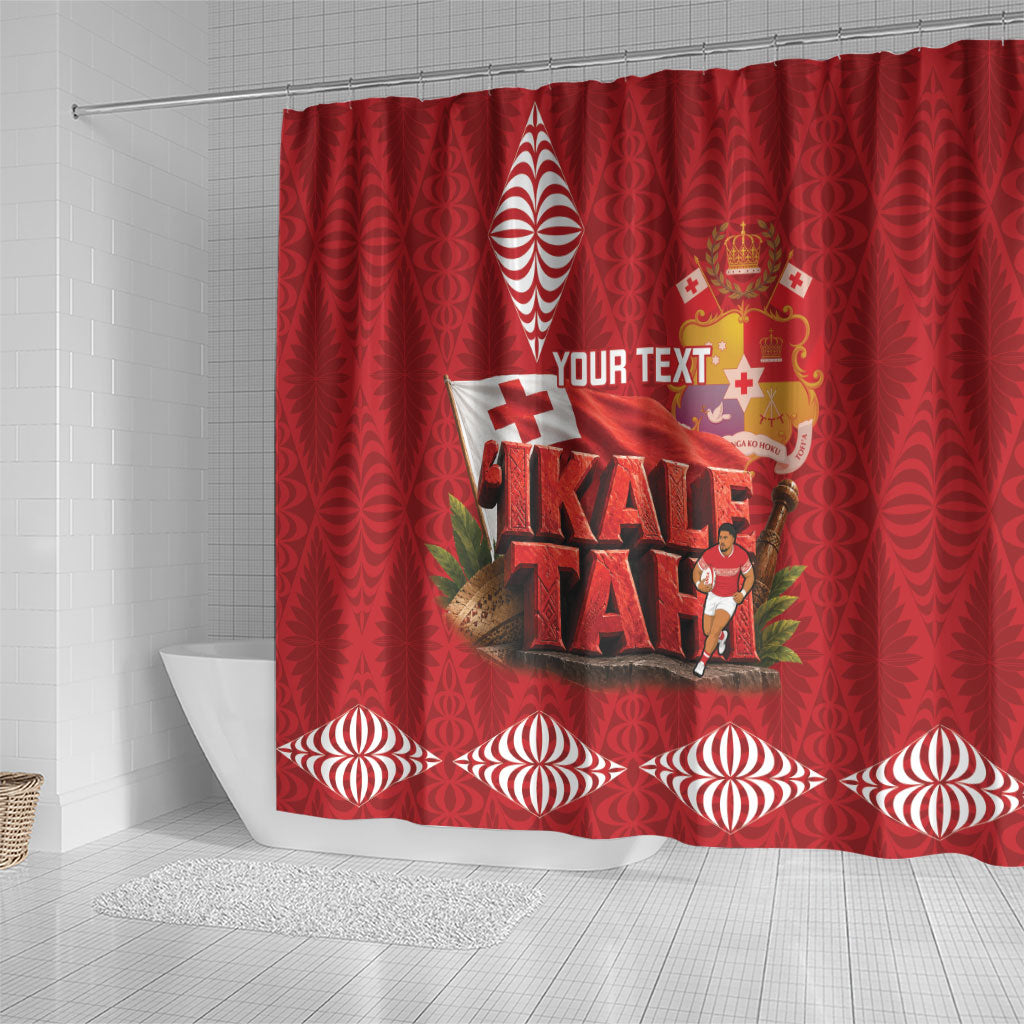 Tonga Rugby Custom Shower Curtain 2026 Go Ikale Tahi Ngatu Pattern
