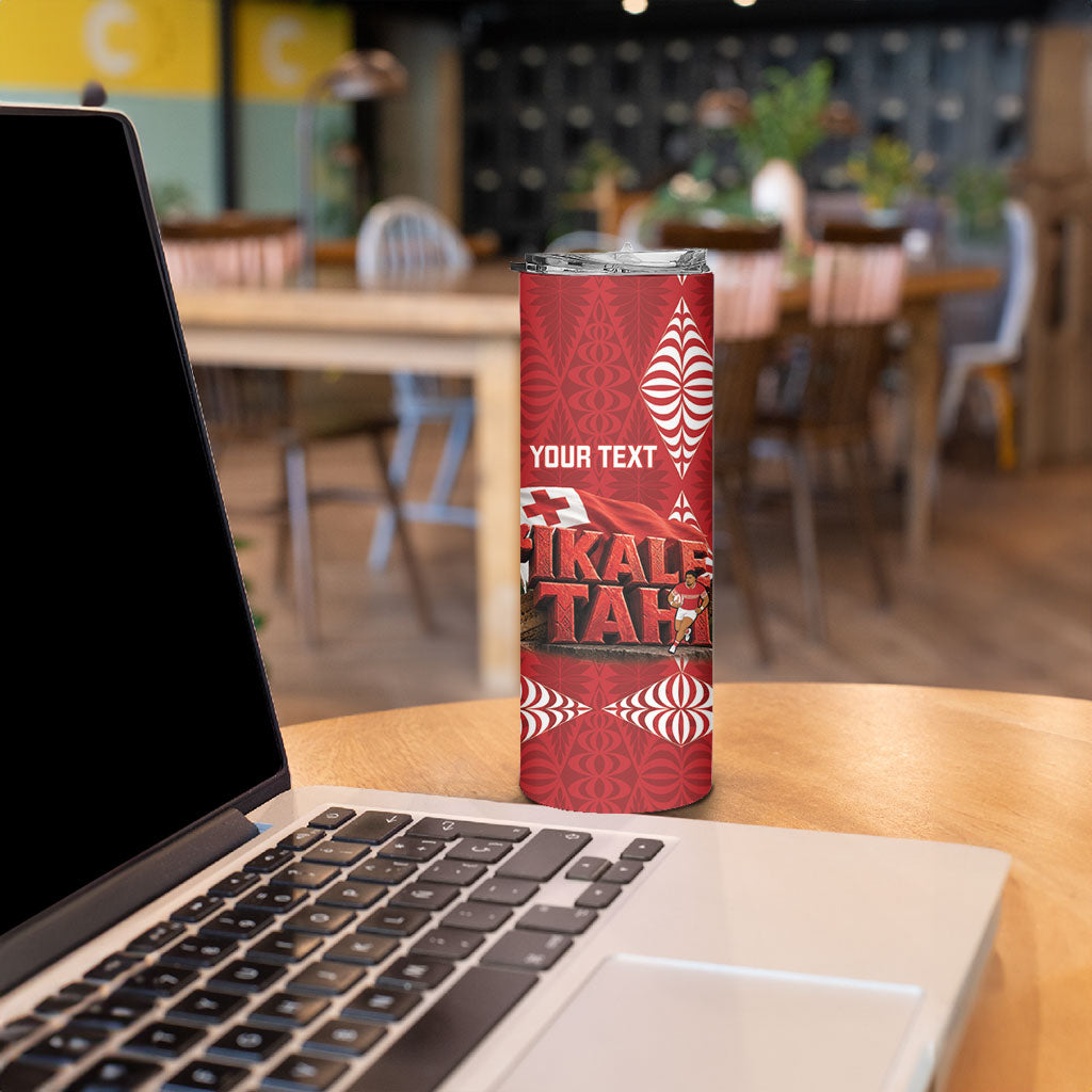 Tonga Rugby Custom Skinny Tumbler 2026 Go Ikale Tahi Ngatu Pattern
