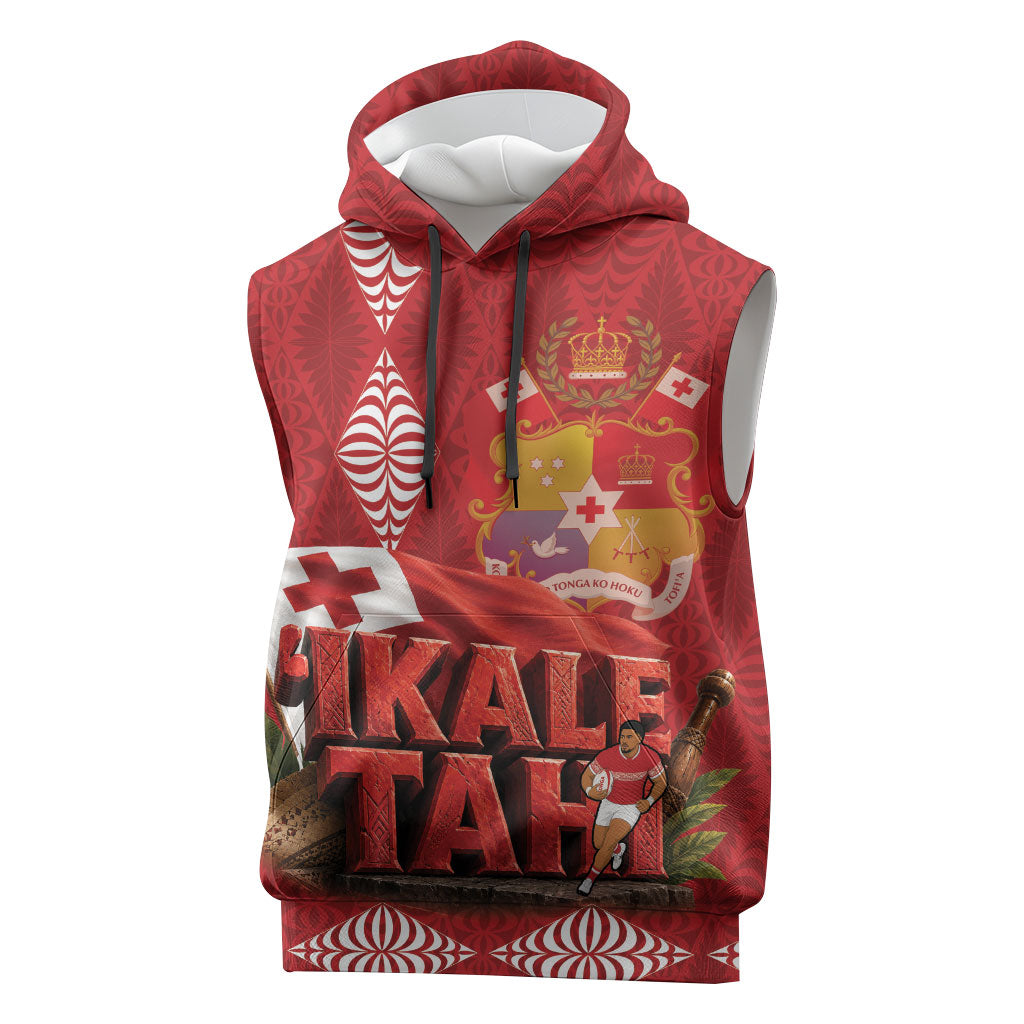 Tonga Rugby Custom Sleeveless Hoodie 2026 Go Ikale Tahi Ngatu Pattern