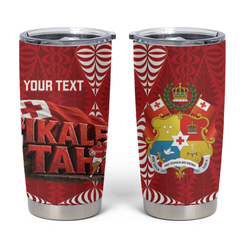 Tonga Rugby Custom Tumbler Cup 2026 Go Ikale Tahi Ngatu Pattern LT14 Red - Polynesian Pride