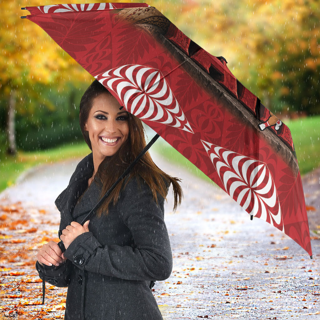 Tonga Rugby Custom Umbrella 2026 Go Ikale Tahi Ngatu Pattern