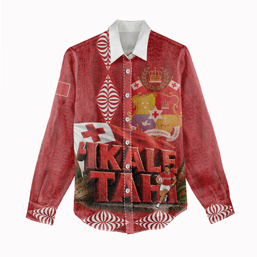 Tonga Rugby Custom Women Casual Shirt 2026 Go Ikale Tahi Ngatu Pattern