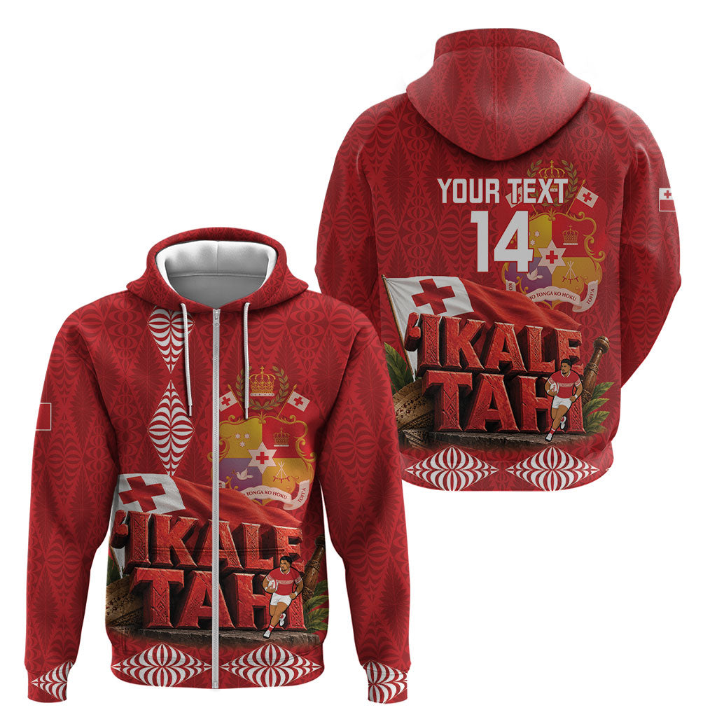 Tonga Rugby Custom Zip Hoodie 2026 Go Ikale Tahi Ngatu Pattern