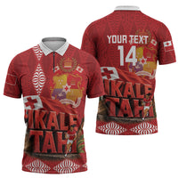 Tonga Rugby Custom Zipper Polo Shirt 2026 Go Ikale Tahi Ngatu Pattern