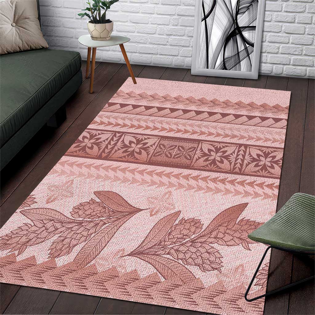 Pastel Pink Samoa Siapo Teuila Flowers Area Rug - Polynesian Pride