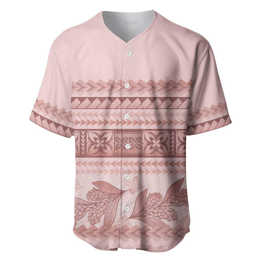 Pastel Pink Samoa Siapo Teuila Flowers Baseball Jersey - Polynesian Pride