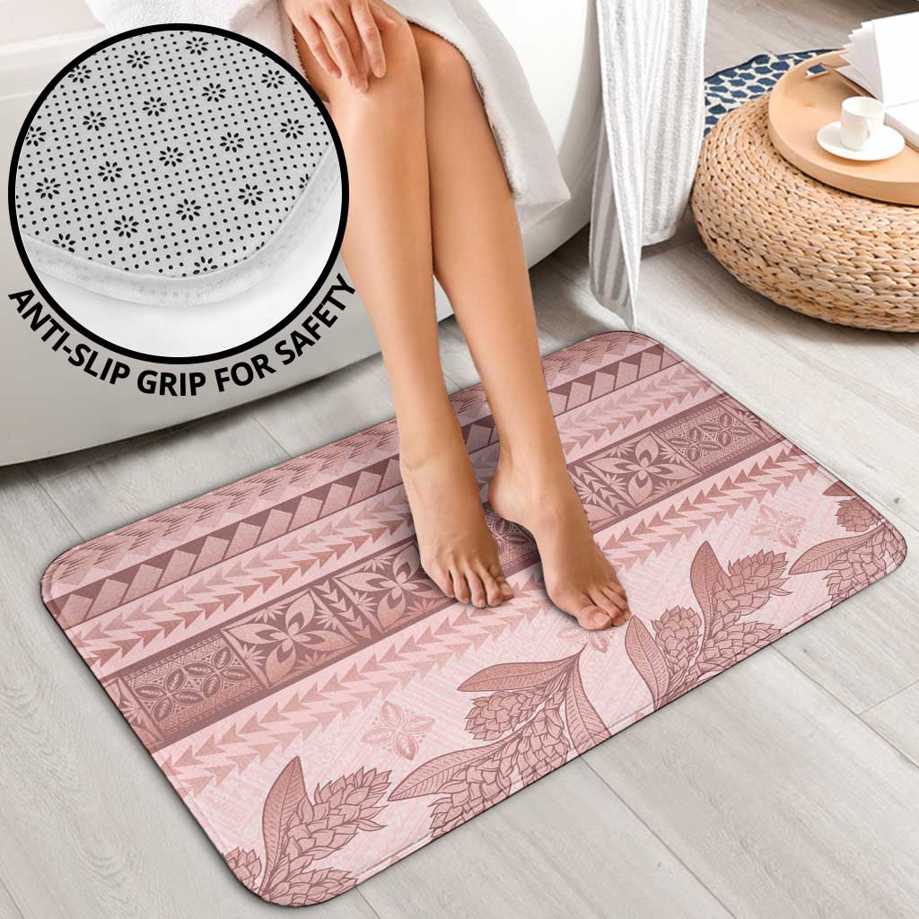 Pastel Pink Samoa Siapo Teuila Flowers Bathroom Set - Polynesian Pride