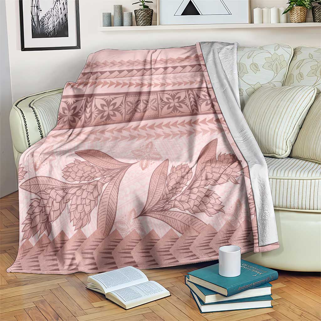 Pastel Pink Samoa Siapo Teuila Flowers Blanket - Polynesian Pride