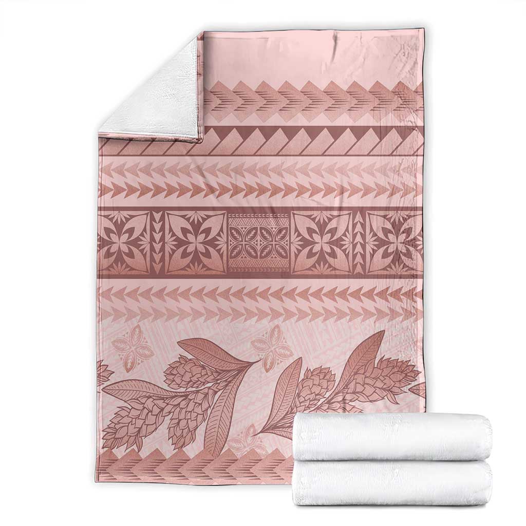 Pastel Pink Samoa Siapo Teuila Flowers Blanket - Polynesian Pride