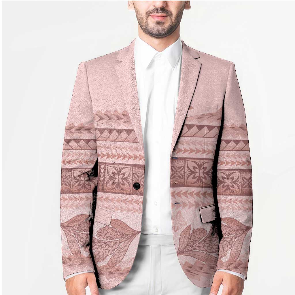 Pastel Pink Samoa Siapo Teuila Flowers Blazer - Polynesian Pride