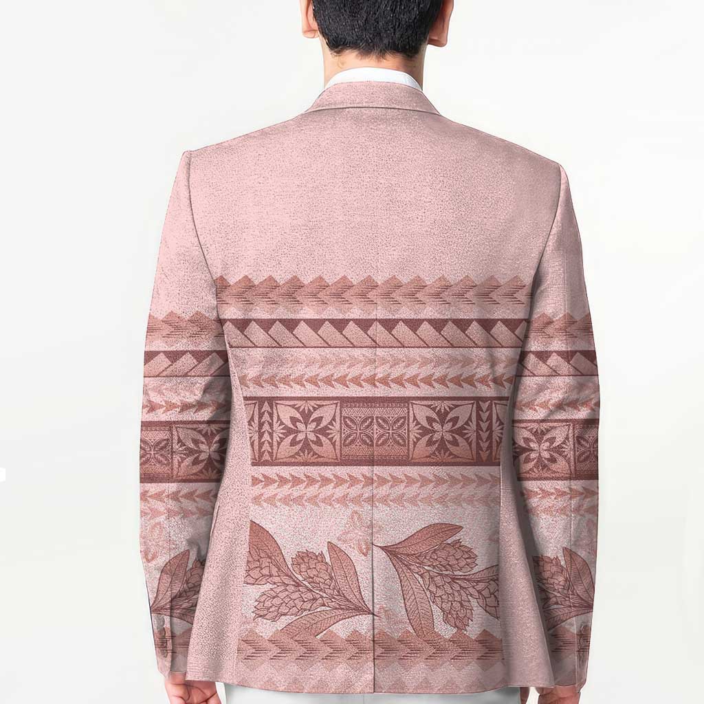 Pastel Pink Samoa Siapo Teuila Flowers Blazer - Polynesian Pride