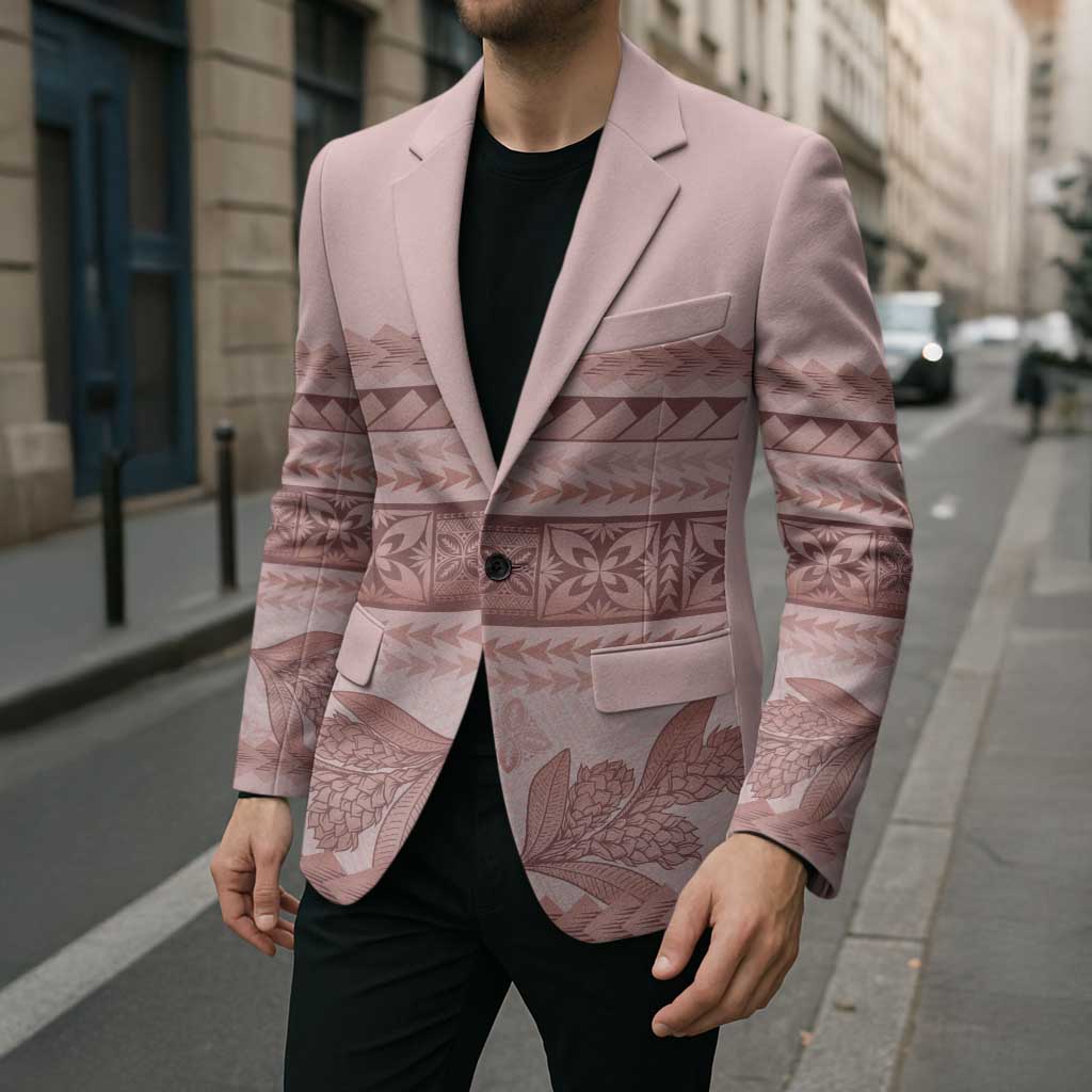 Pastel Pink Samoa Siapo Teuila Flowers Blazer - Polynesian Pride