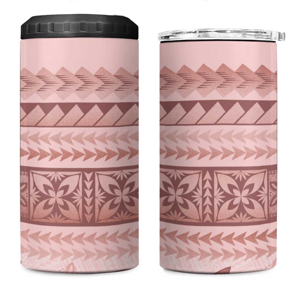 Pastel Pink Samoa Siapo Teuila Flowers 4 in 1 Can Cooler Tumbler - Polynesian Pride