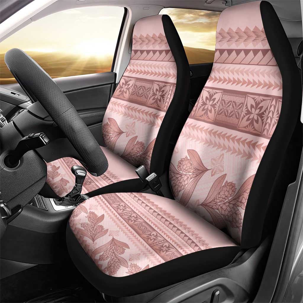 Pastel Pink Samoa Siapo Teuila Flowers Car Seat Cover - Polynesian Pride