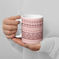 Pastel Pink Samoa Siapo Teuila Flowers Ceramic Mug - Polynesian Pride